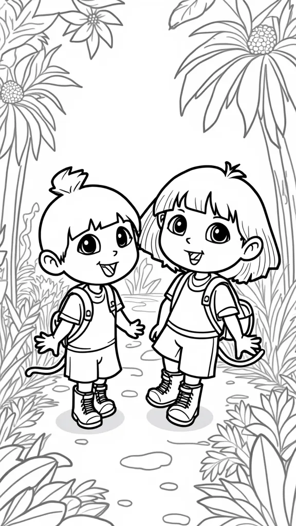 boots and dora coloring page